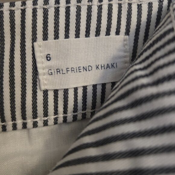 GAP Girlfriend Utility Khaki Pants Railroad Striped Blue Seersucker Size 6 - Picture 5 of 7